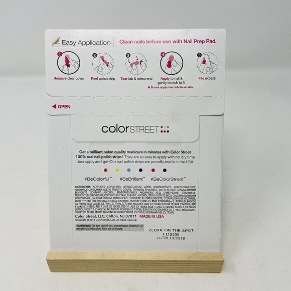 Color Street 100% Nail Polish Strips Zebra On The Spot Animal Print 16 Pieces - Picture 3 of 5